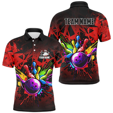 Custom Bowling Team Shirt 1/4 Zip Colorful Jersey for Bowlers Men's Polo Shirt S-5XL