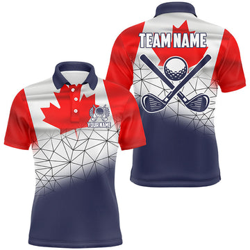 Custom Canadian Flag Golf Shirt Navy Geometric Men's Polo Shirt S-5XL