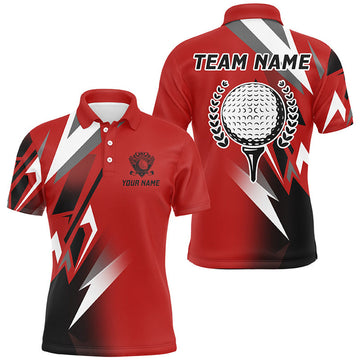 Custom Black and Red Golf Shirt Cool Golf Gifts Men's Polo Shirt S-5XL
