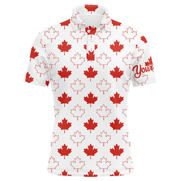 Red Canada Maple Leaf Pattern Custom Team Golf Men's Polo Shirt S-5XL
