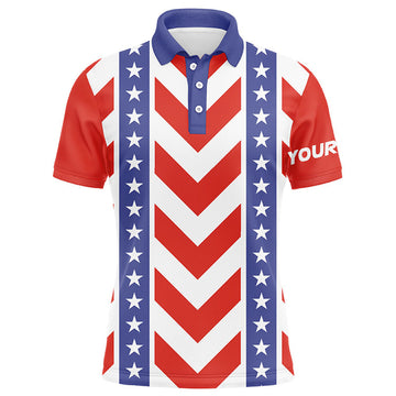 Custom Red White Blue Men's Golf Polo Shirt Patriotic Men's Polo Shirt S-5XL