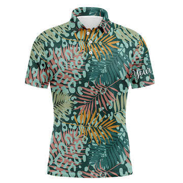 Green Tropical Palm Leopard Personalized Gift For Golf Lovers Men's Polo Shirt