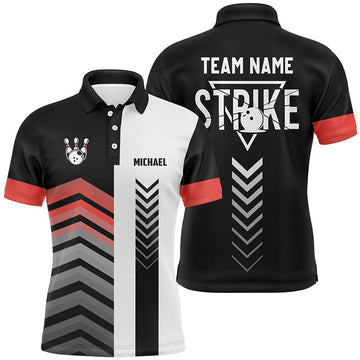 Black and white retro bowling ball pins team shirt Custom S-5XL Men's Polo Shirt