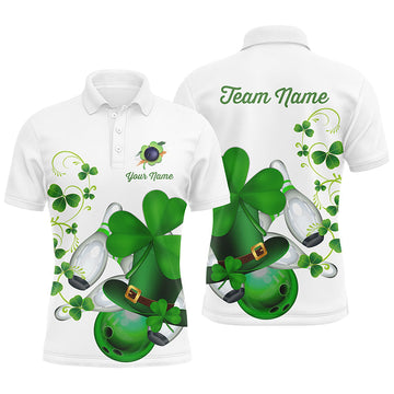 Green Shamrock Mens Polo Bowling Shirt Custom St Patrick Day S-5XL Men's Polo Shirt