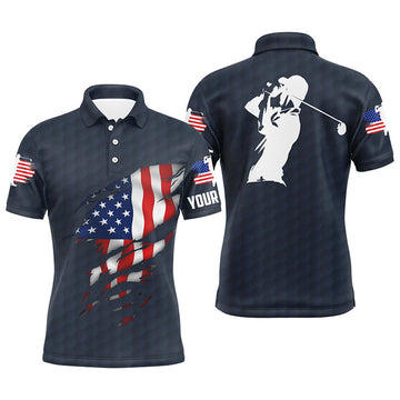 American Flag Patriotic Golf Shirt Custom Polo Golf Top Men's Polo Shirt S-5XL