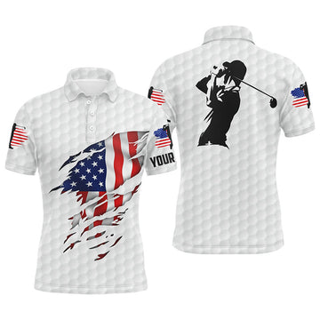 Custom Name American Flag Golf Apparel Personalized Gift Men's Polo Shirt