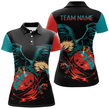 Custom Personalized Retro Eagle Bowling with Team Name Women's Polo Shirts S-5XL