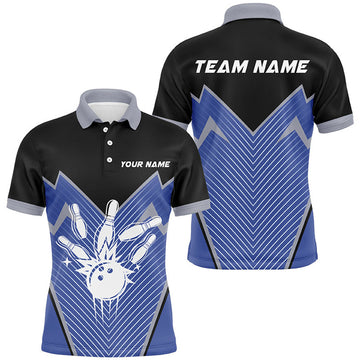 Retro Bowling Quarter Zip Custom Team League Mens Polo Shirt S-5XL