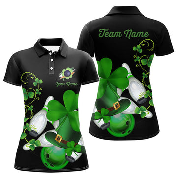 Custom Green Shamrock Bowling Shirt for Team League Women's Polo Shirts S-5XL