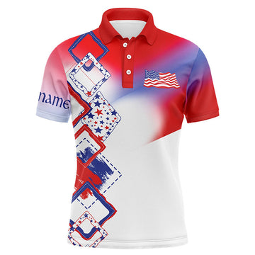 Custom Name Red White Blue American Flag Golf Polo Shirt Men's Polo Shirt S-5XL