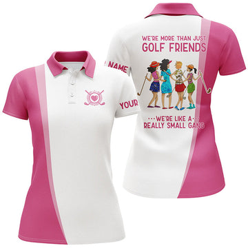 Custom White Pink Golf Shirt We're More Than Just Friends Women's Polo Shirts S-5XL