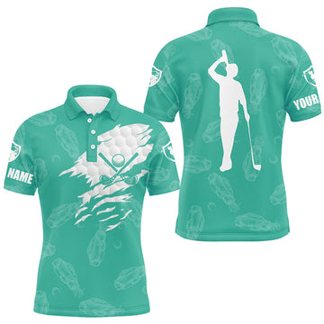 Custom Mens Golf Polo Shirt Turquoise Men's Polo Shirt S-5XL