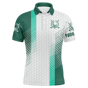 Custom Green and White Golf Shirt with Name Men's Polo Shirt S-5XL