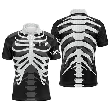 Men's Golf Polo Shirt Skeleton Halloween Golf Attire Men's Polo Shirt S-5XL