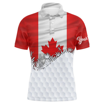 Canadian Flag Golf Ball Skin Patriotic Mens Polo Shirt S-5XL