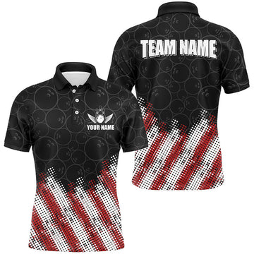 Red White Black Camo Custom Men Bowling Polo Shirt S-5XL