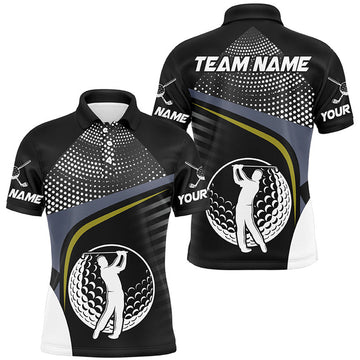 Custom Black and White Golf Ball Design Golf Attire Men's Polo Shirt S-5XL