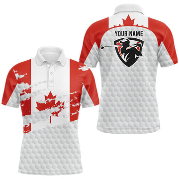 Custom Canadian Flag Golf Outfit Patriot Team Men's Polo Shirt S-5XL