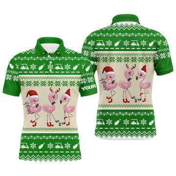 Funny Ugly Christmas Golf Shirt Flamingo Men's Polo Shirt S-5XL