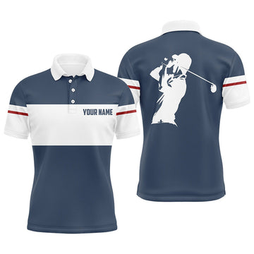 Custom Blue and White Golf Attire Cool Golf Gifts Men's Polo Shirt S-5XL