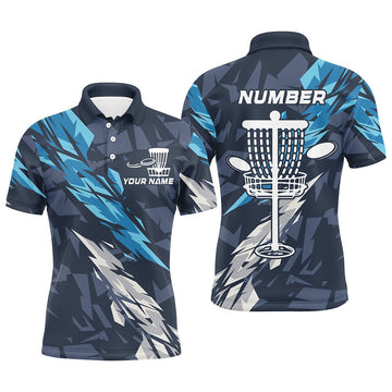 Camo Disc Golf Basket Custom Team Frisbee Golf Attire Men's Polo Shirt S-5XL