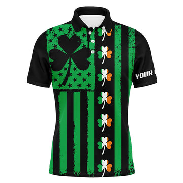 St Patrick Day American Flag Green Clover Golf Wear Men's Polo Shirt S-5XL
