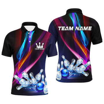 Custom Bowling Polo Quarter Zip Shirt Gift for Bowlers Men's Polo Shirt S-5XL