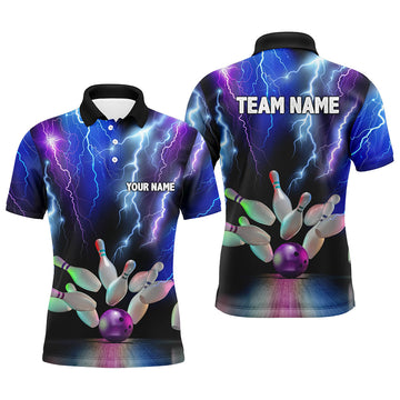 Colorful Lightning Thunder Storm Bowling Team League Men's Polo Shirt S-5XL