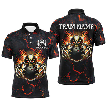 Skull Bowling Jersey Custom Bowling Team League Men's Polo Shirt S-5XL