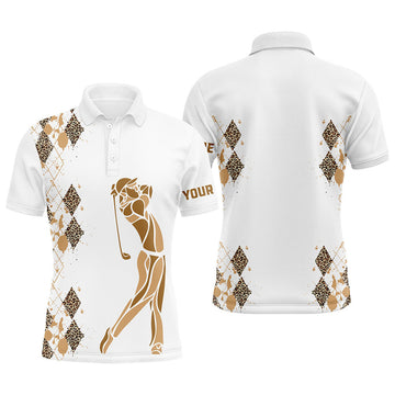 Custom Leopard Argyle Pattern Golf Wear Unique Golf Gifts Men's Polo Shirt S-5XL