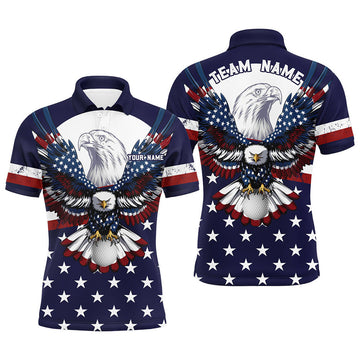 Custom Patriotic Golf Shirt American Flag Red White Blue Men's Polo Shirt S-5XL
