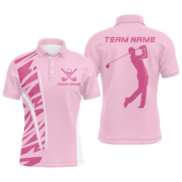 Custom Pink Golf Outfit Men's Polo Shirt S-5XL Stylish Sportswear