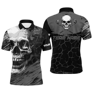 Personalized Black Gray Skull Golf Shirt for Team Men's Polo Shirt S-5XL