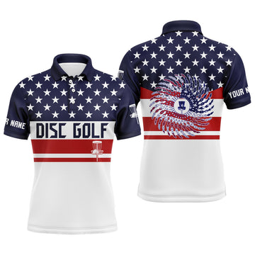 Personalized American Flag Disc Golf Apparel Custom Name Men's Polo Shirt