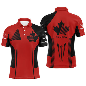 Custom Canada Flag Golf Black Red Patriotic Gift for Men Men's Polo Shirt S-5XL