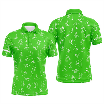 Custom Name Funny Golf Polo Shirt Green Men's Golf Wear Men's Polo Shirt S-5XL