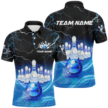 Blue Light Lightning Thunder Bowling Mens Polo Shirt S-5XL