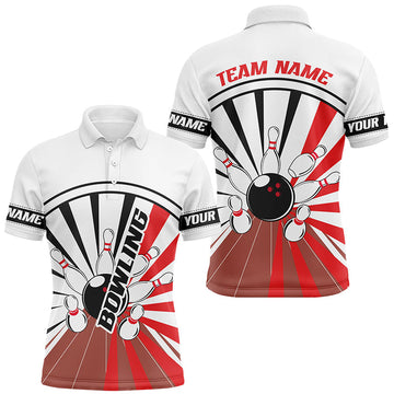 Retro Bowling Ball Pins Custom Bowling Polo for Men S-5XL