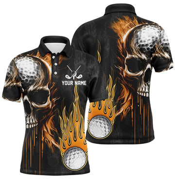 Custom Skull Fire Golf Apparel Cool Polo Shirts Men's Polo Shirt S-5XL