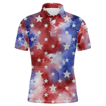 Custom Red White Blue Tie Dye Men's Golf Polo Shirt S-5XL