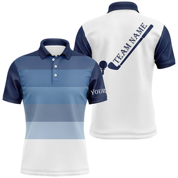 Personalized Blue and White Golf Attire Custom Men's Polo Shirt S-5XL