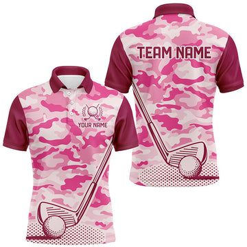 Custom Pink Camo Golf Outfit Team Shirt Men's Polo Shirt S-5XL