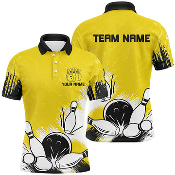 Retro Bowling Quarter Zip Custom Team Mens Polo Shirt S-5XL