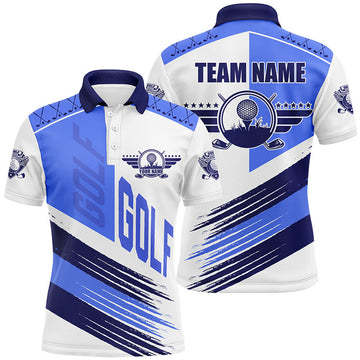 Custom Blue and White Golf Shirt Team Attire Men's Polo Shirt S-5XL