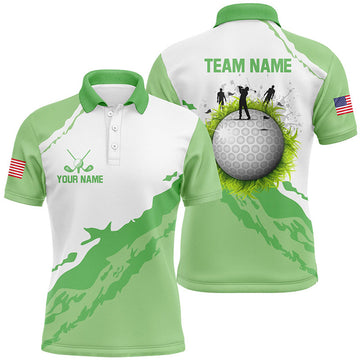 Custom Green White Golf Jerseys Golf Attire for Men Men's Polo Shirt S-5XL