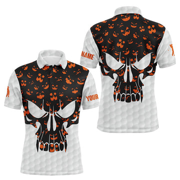 Halloween Pattern Skull Golf Ball Best Men's Golf Wear Men's Polo Shirt S-5XL