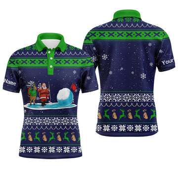 Funny Christmas Pattern Name Apparel Personalized Gift Men's Polo Shirt