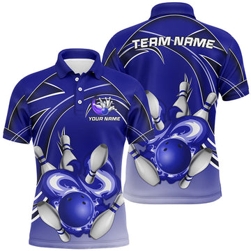 Custom Bowling Team League Men's Polo Shirt S-5XL Bowling Ball and Pins Design