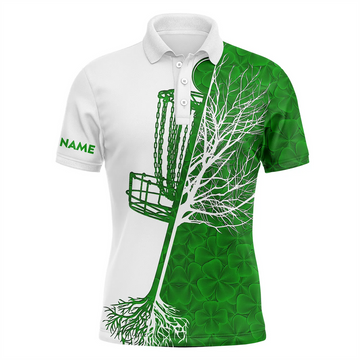 Custom Clover St Patrick's Day Shirt for Disc Golf Lovers Men's Polo Shirt S-5XL
