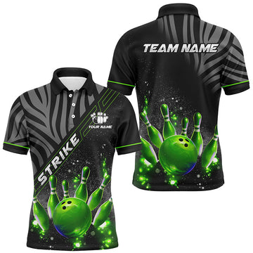 Personalized Black Camo Bowling Green Glitter Custom Men's Polo Shirt S-5XL